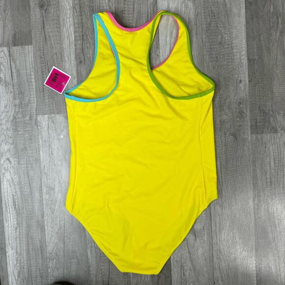 NWT Juicy Couture Girls Yellow Spell Out One Piece Swimsuit Size 16 - Picture 6 of 7